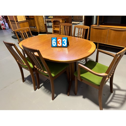 633 - William Lawrence mid century teak table & 6 chairs (very clean)