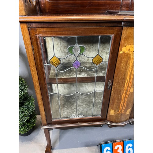 636 - Art nouveau antique mahogany display cabinet