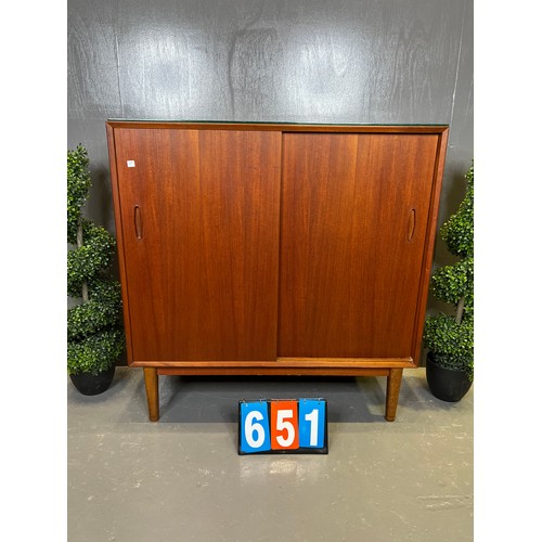 651 - Nils Jonsson sliding door bookcase (stain on top) (teak)