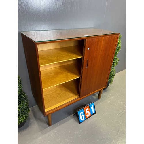 651 - Nils Jonsson sliding door bookcase (stain on top) (teak)