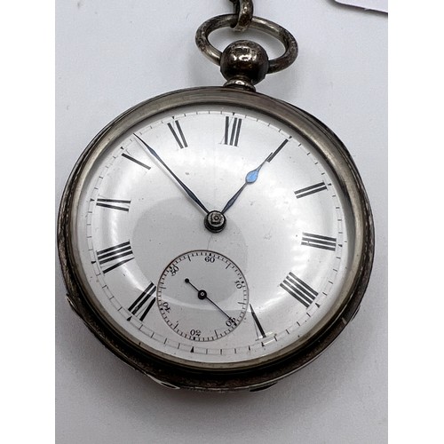 265 - Silver pocket watch & chain