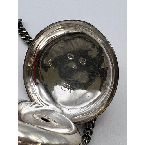 265 - Silver pocket watch & chain