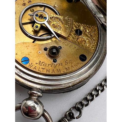 265 - Silver pocket watch & chain