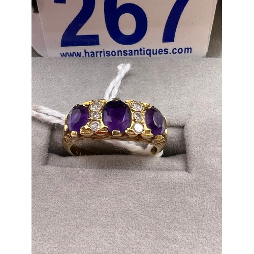 267 - 18ct gold Amethyst & Diamond Ring size L