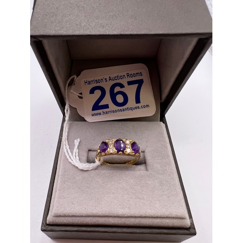 267 - 18ct gold Amethyst & Diamond Ring size L