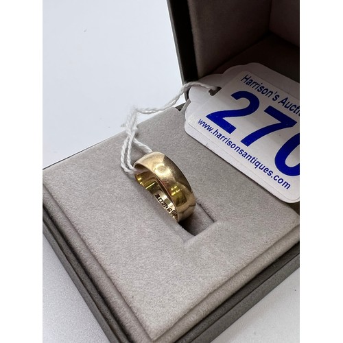 270 - 9ct gold Wedding ring size L 2.8g