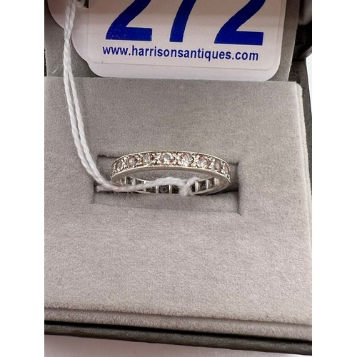 272 - 9ct white gold Eternity Ring with white stones Size N 2.3g total