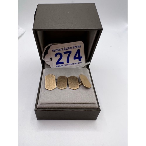 274 - 9ct gold cufflinks  4.8g