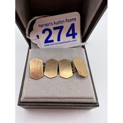 274 - 9ct gold cufflinks  4.8g