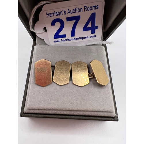 274 - 9ct gold cufflinks  4.8g