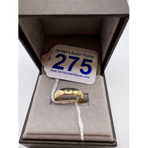 275 - 9ct gold wedding ring Size S 2.8g