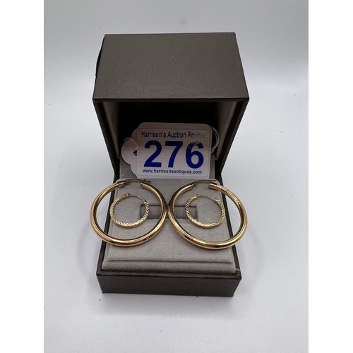 276 - 2 pair 9ct gold earrings 2.8g