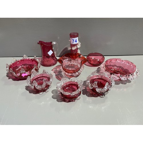 74 - Tray cranberry glass