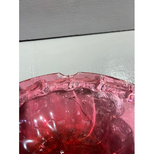 74 - Tray cranberry glass