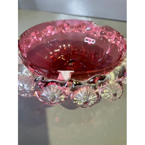 74 - Tray cranberry glass