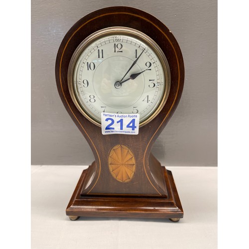 214 - Edwardian inlaid mantle clock