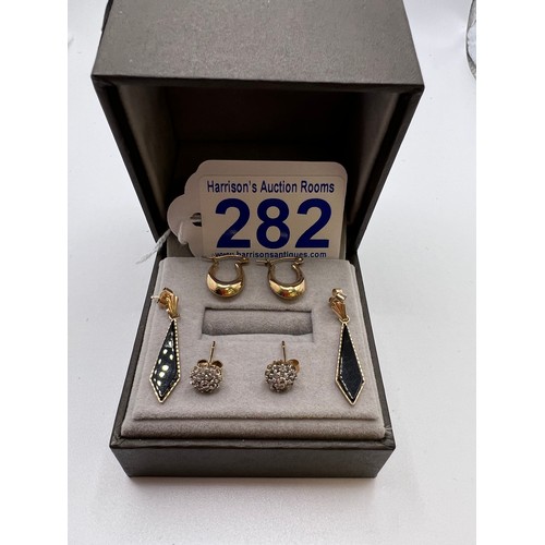 282 - 3 Pair 9ct gold Earrings 3g