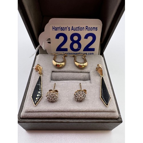 282 - 3 Pair 9ct gold Earrings 3g