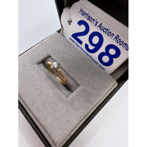 298 - 18ct Gold & platinum solitaire diamond ring 1/8diamond size E 1.6g total