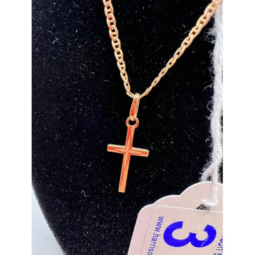 311 - 9ct Gold cross & chain 15