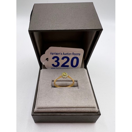 320 - 22ct Gold 0.6 carat yellow diamond ring size O originally made in 18ct & remade in 22ct please see a... 