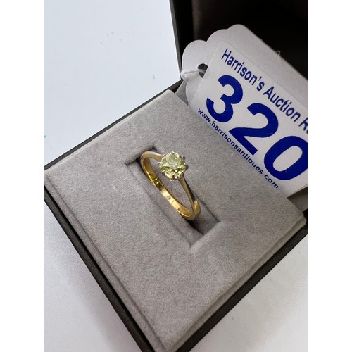 320 - 22ct Gold 0.6 carat yellow diamond ring size O originally made in 18ct & remade in 22ct please see a... 