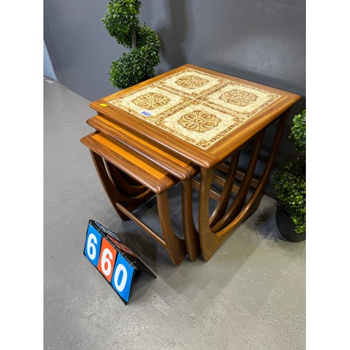 660 - G-plan nest of 3 tables tile top