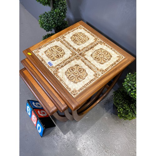 660 - G-plan nest of 3 tables tile top