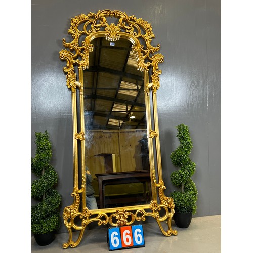 666 - French large gilt frame dressing mirror