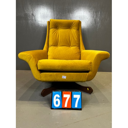 677 - Mid century teak designer rocker/swivel chair