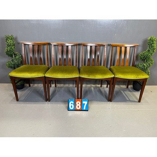 687 - G-plan? mid century Danish design set of 4 chairs