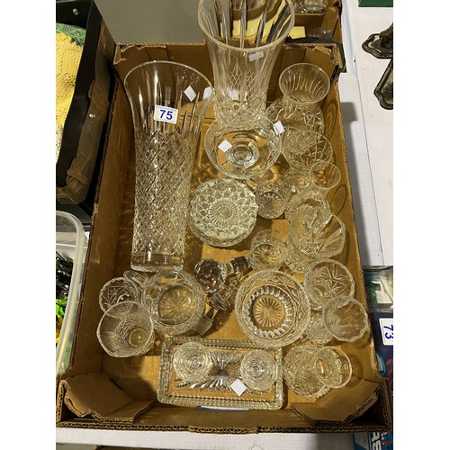 75 - Box cut glass vases, glasses etc