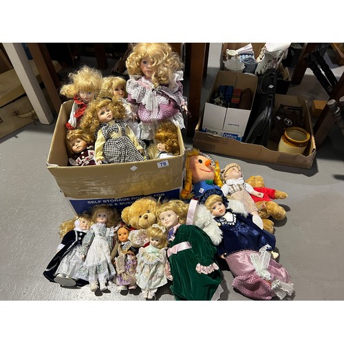 78 - Box porcaline dolls & teddys