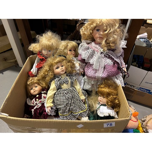 78 - Box porcaline dolls & teddys