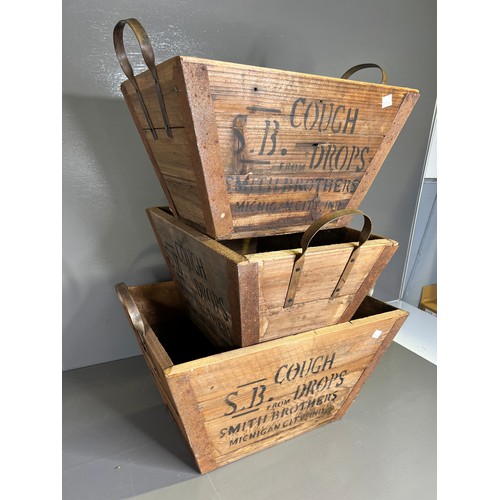 89 - 3 Advertising boxes with handles