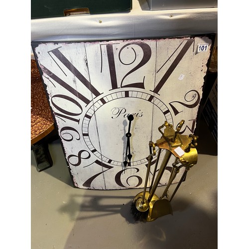 101 - Brass companion set + large clock