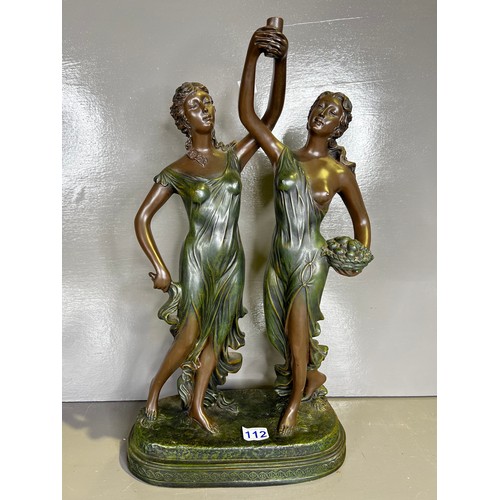 112 - Pair spelter figures on stand