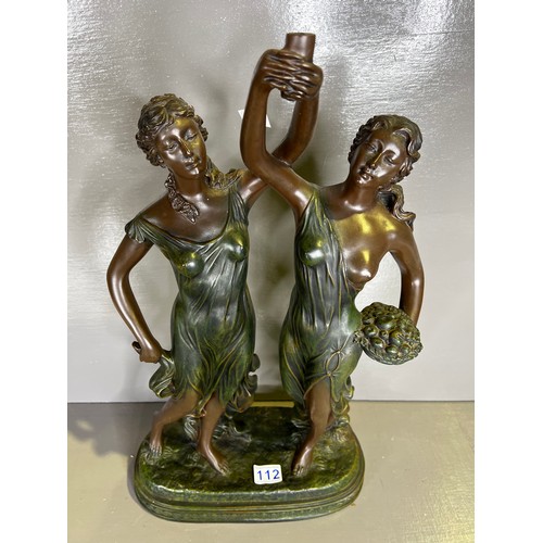 112 - Pair spelter figures on stand