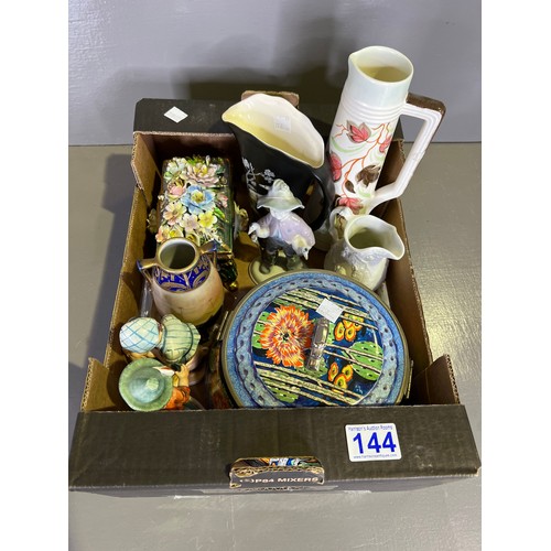 144 - Box collectable pottery Radford crown Devon, noritaki etc