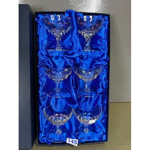 145 - Set 6 boxed bohemia crystal glasses