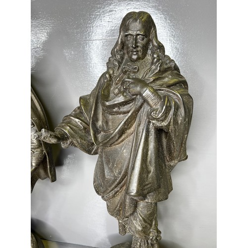 147 - Shakespeare + milton spelter figures 'Milton has damage to fingers'