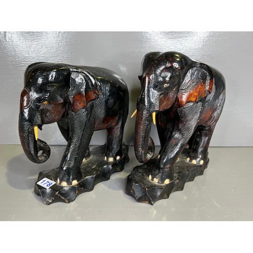 178 - Pair large wooden elephants