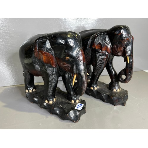 178 - Pair large wooden elephants