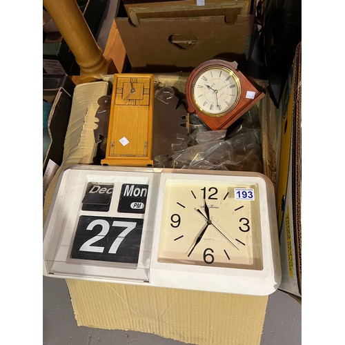 193 - 2 Boxes misc clocks pottery etc