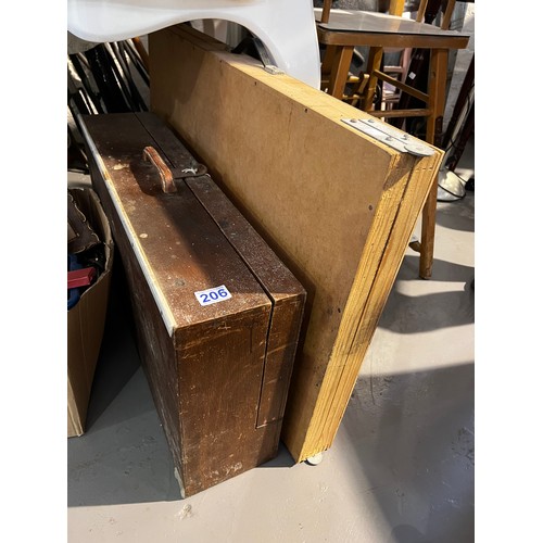 206 - Paste table + wooden cased tool box