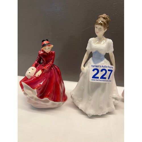 227 - 3 Royal Doulton + 1 royal Worcester figures