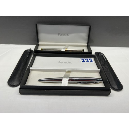 233 - Boxed penatia fountain & ball point pens + 2 paper mate pens