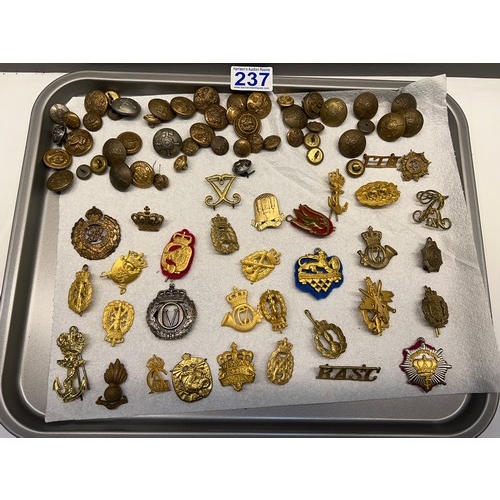 237 - Tray military badges & buttons