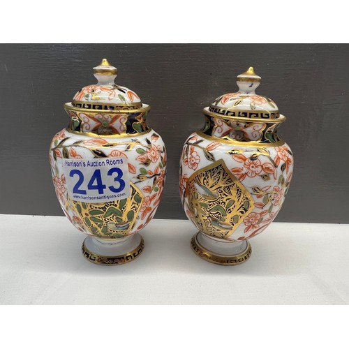 243 - Pair royal crown derby' temple jars