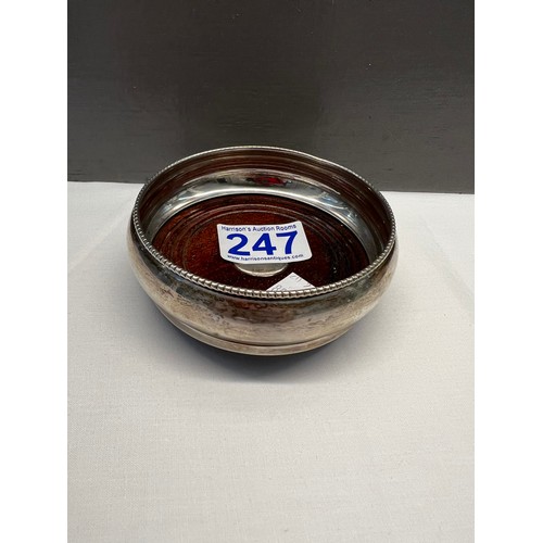 247 - Sterling silver wine bottle coaster